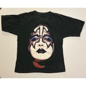 VTG KISS Ace Frehley Big Face AOP Single Stitch Space Ace 90s T-Shirt Black L